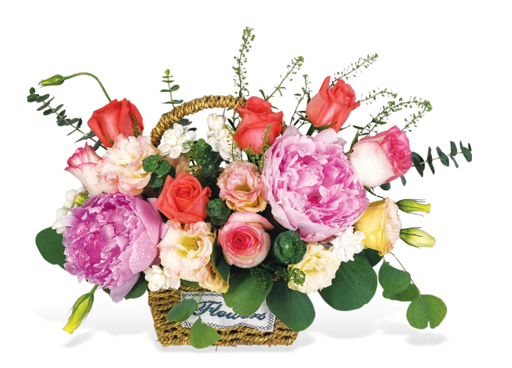 basket-peonies-roses-eustoma-eucalyptus-green-bell-with-white-background