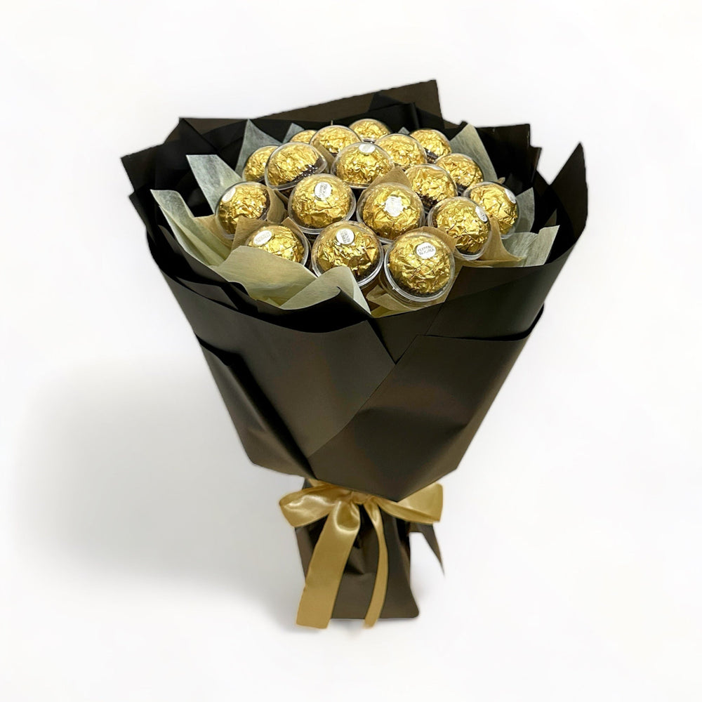bouquet-of-16-pieces-of-ferrero-rocher-chocolates-bouquet-wrapped-in-black-wrapper-and-golden-ribbon-front