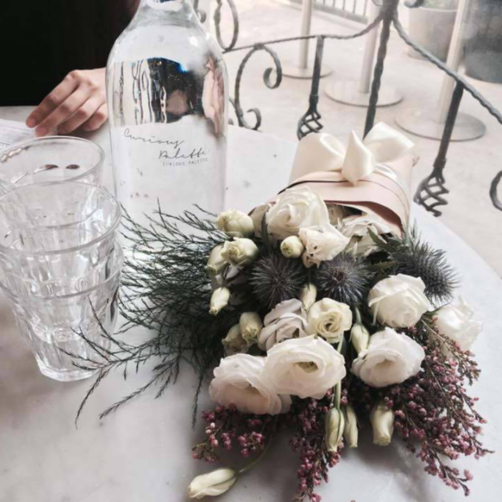 Cone-Bouquets-on-a-table-in-a-cafe