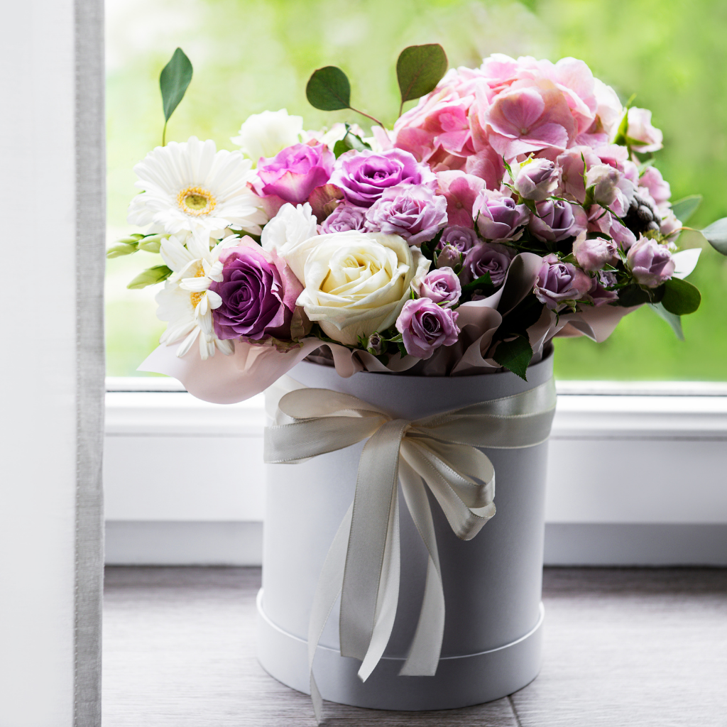 Flora-Box-with pink-and-light-purple-flowers