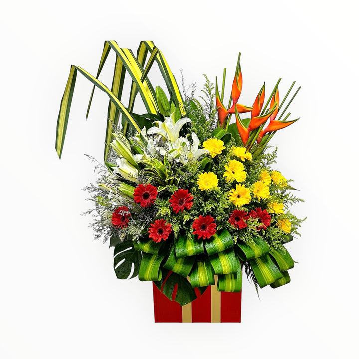 flowerstand-lilies-gerberas-heliconia-gold-phoenix-with-white-background-zoomed
