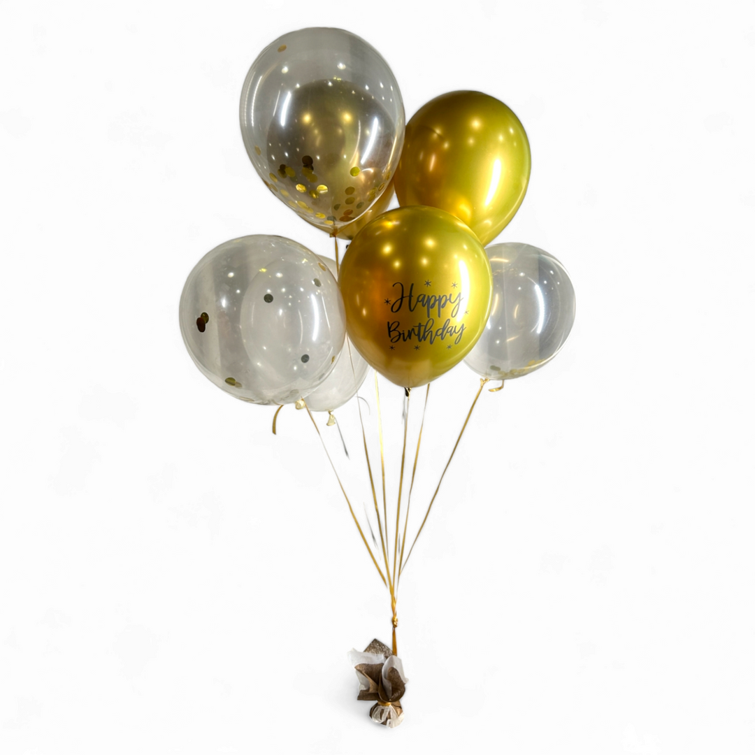金色生日快乐气球花束