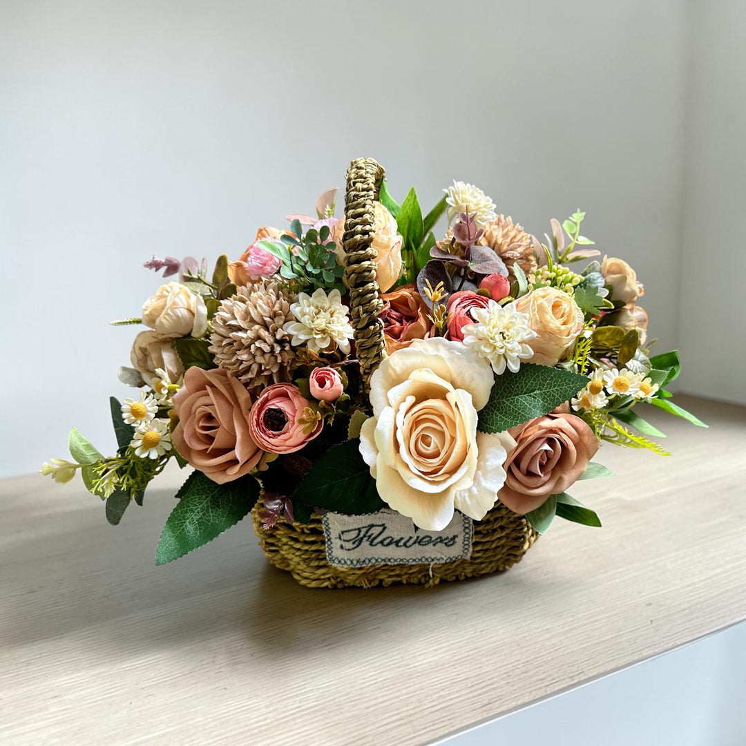 Ready-made Silk Flowers Basket Arrangement FLORAMOMENTS.SG | Express Florist Delivery Singapore