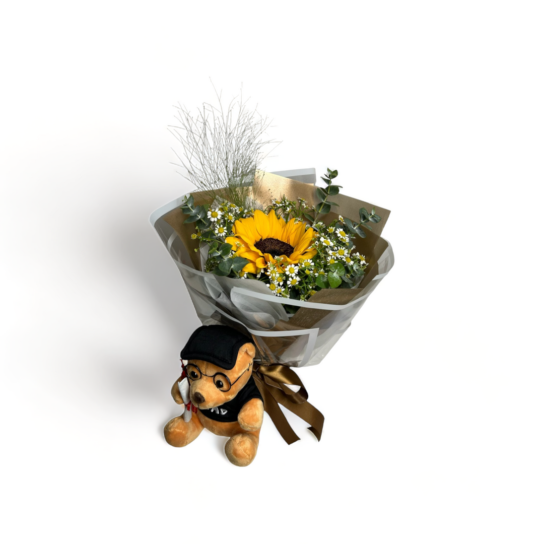 flowerbouquet-sunflower-daisy-eucalyptus-panicum-brown-wrapper-with-grad-bear