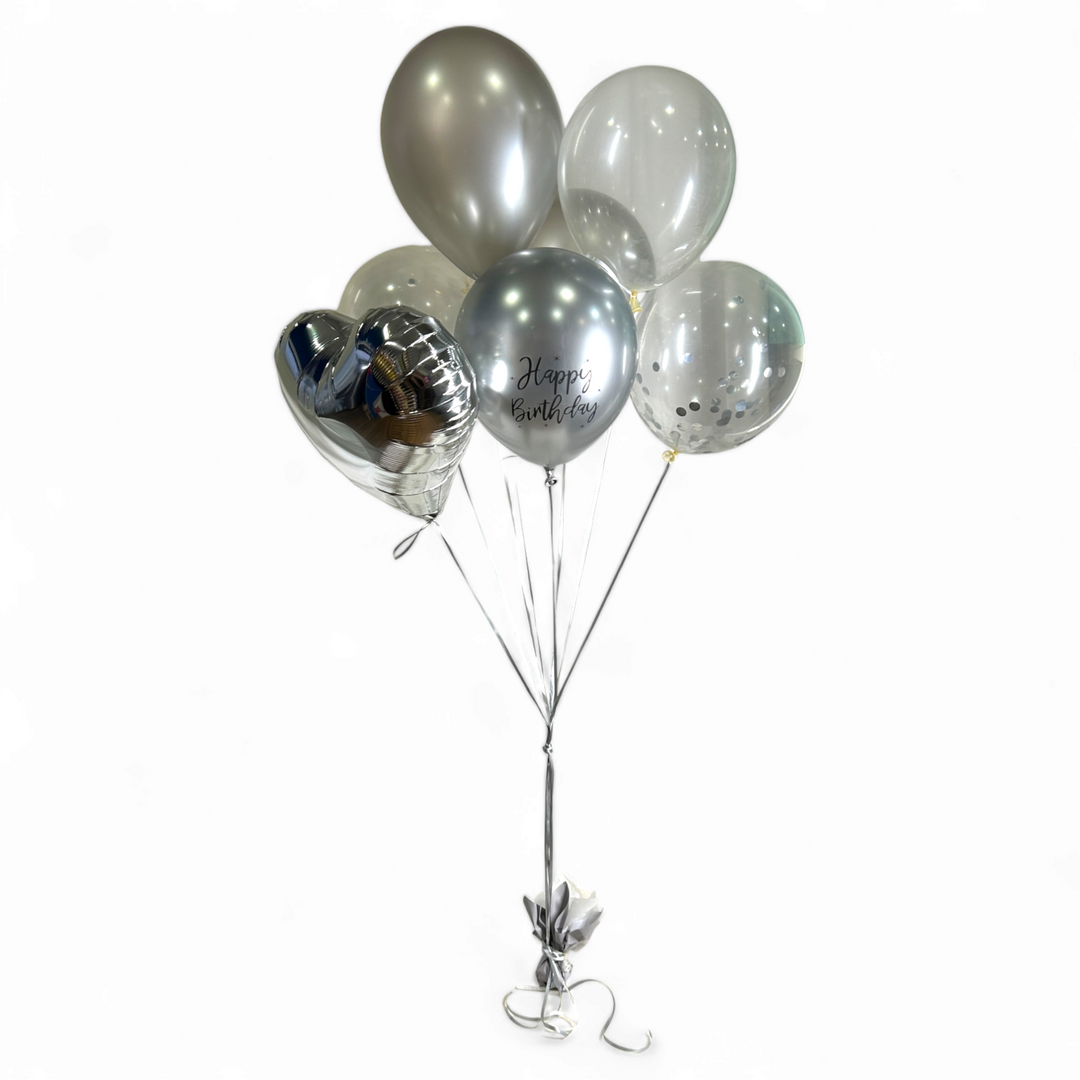 Silver-Heart-and-Happy-Birthday-balloon-bouquet