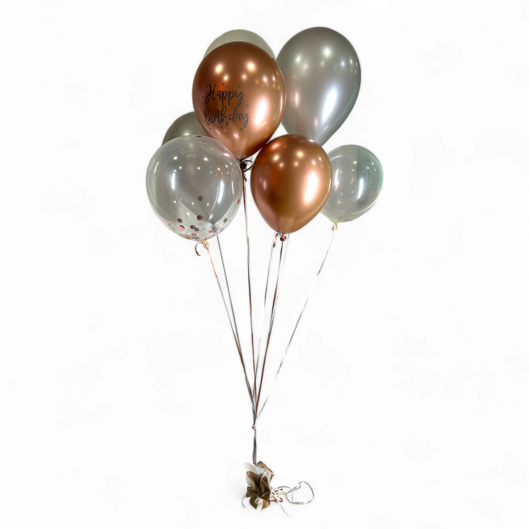 Silver-and-Rose-Gold-Happy-Birthday-balloon-bouquet