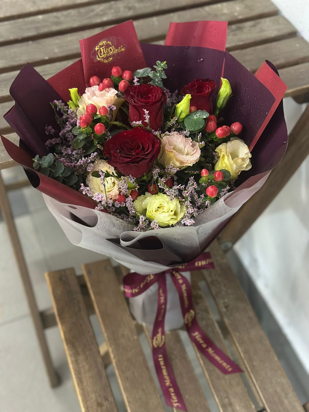 Ready-made red roses bouquet FLORAMOMENTS.SG | Express Florist Delivery Singapore