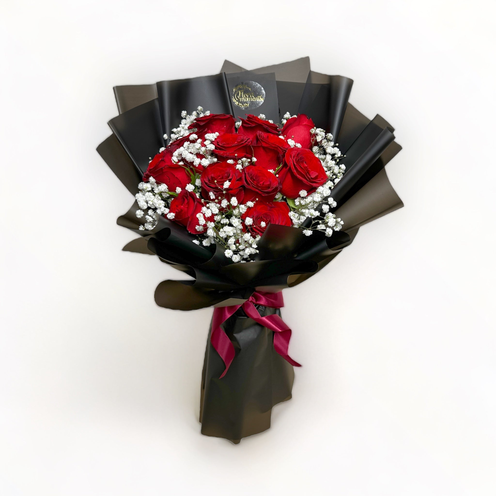 bouquet-of-12-stalks-red-roses-with-babys-breath-wrapped-in-black-front
