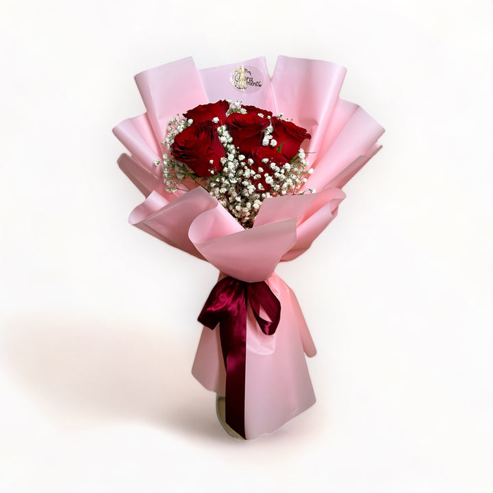 bouquet-of-6-stalks-red-roses-with-babys-breath-wrapped-in-pink-front