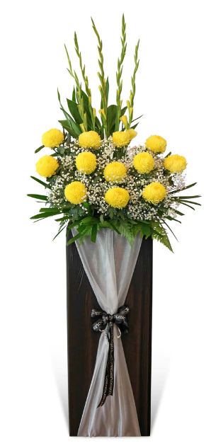 flower-stand-yellow-gladiolus-chrysanthemum-babys-breath-with-white-background