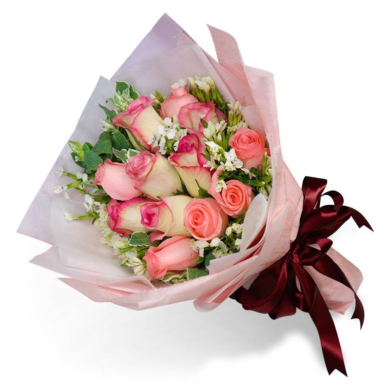 flowerbouquet-pink-roses-2-tone-roses-sweet-william-white