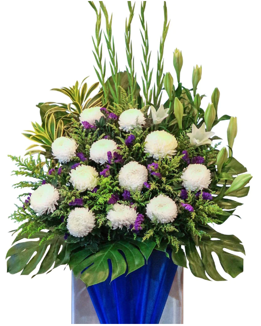 flowerstand-gladiolus-easterLily-chrysanthemum-phoenix-Statice-songofIndia-with-white-background-zoomed