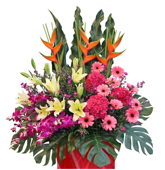flowerstand-pink-gerberas-purple-orchids-red-heliconias-pink-hydrangeas-with-white-background-zoomed