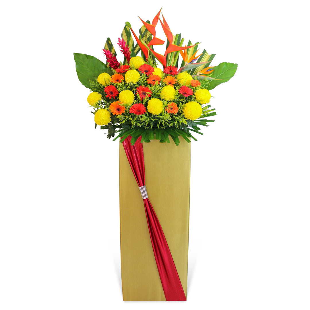 flowerstand-red-heliconia-birds-of-paradise-ginger-chrysanthemum-gerberas-front